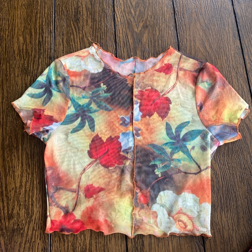 Floral Mesh Crop Top